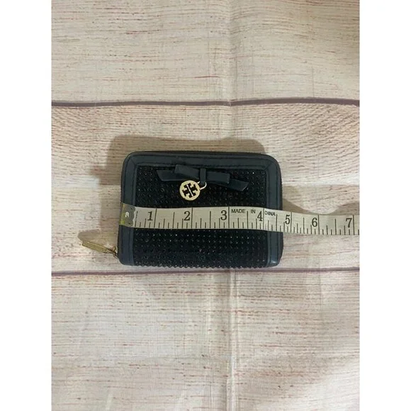 Tory Burch Women's Black Compact Crystal Zip Continental Wallet - OS - Picture 9 of 10